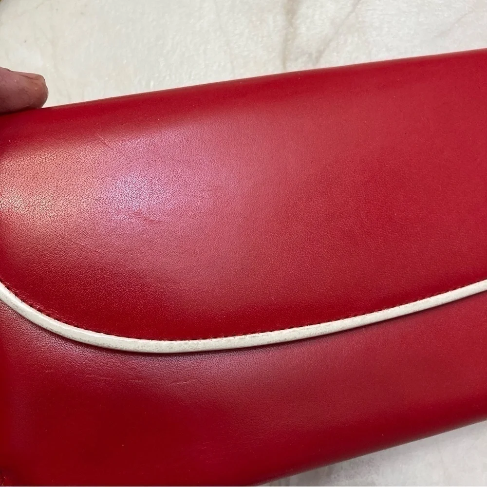 Dior vintage red and white leather wallet rare